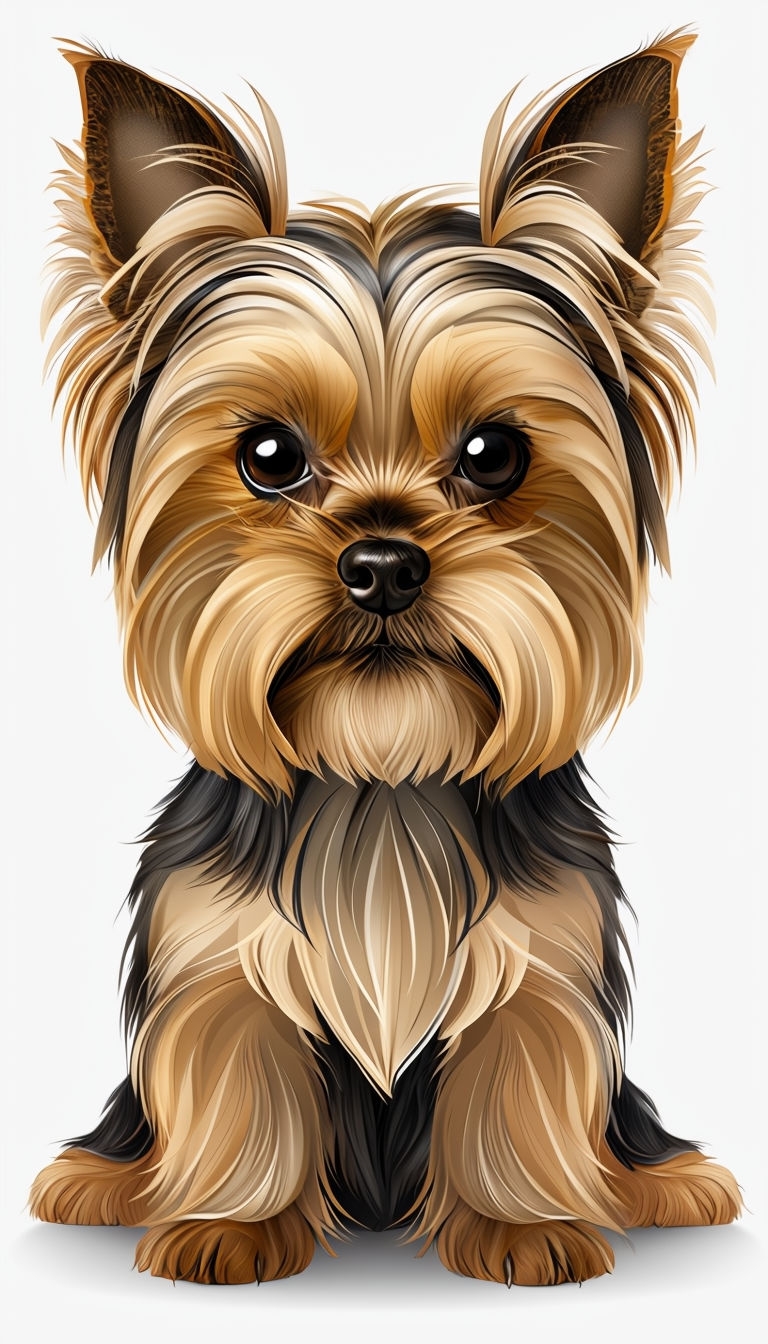 Adorable Cartoon Yorkshire Terrier Illustration Phone Case Cover