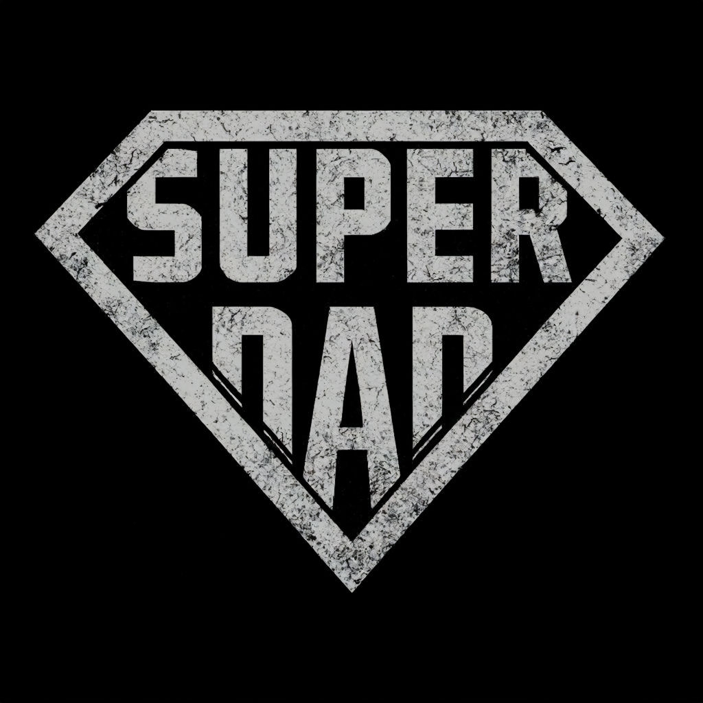 Bold Super Dad Graphic Shield Design T-Shirt