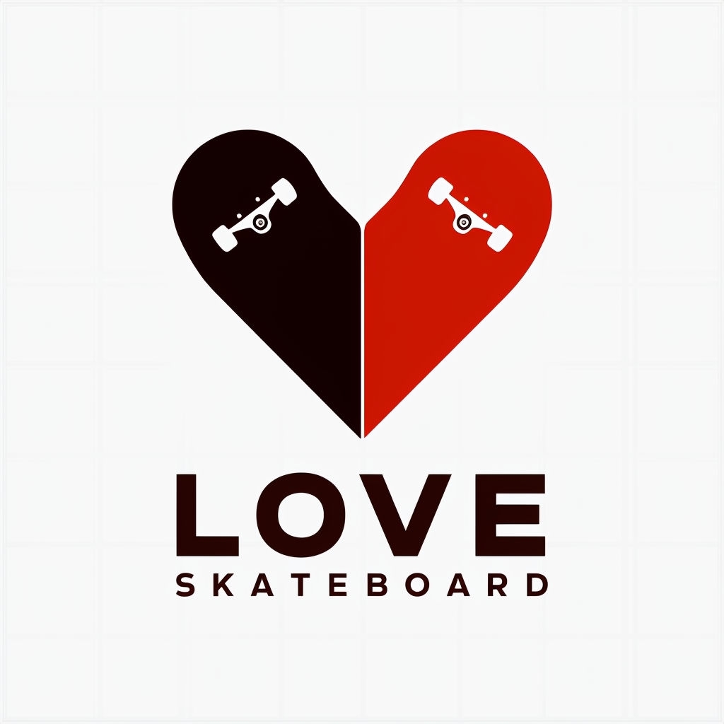 Minimalist Heart Skateboard Logo Design for Enthusiasts