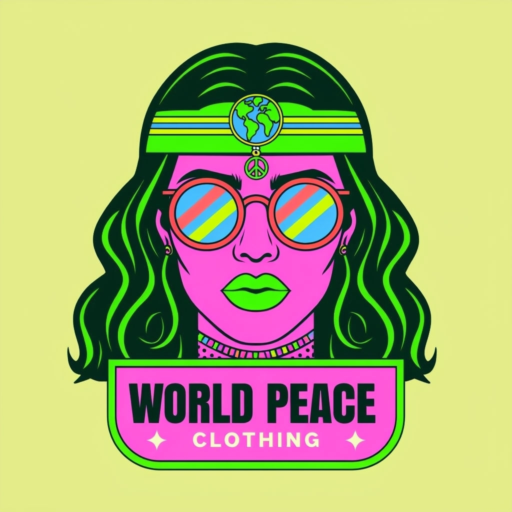 Bold Pop-Art Female Face with World Peace Banner T-Shirt