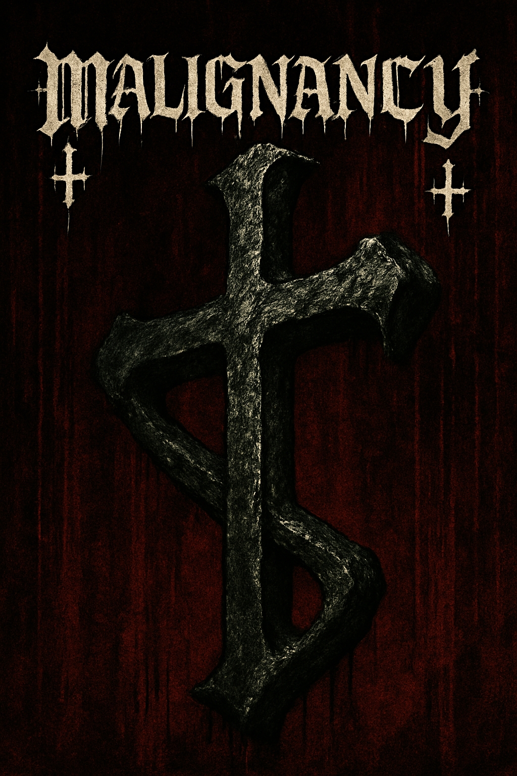 Gothic Malignancy Cross Art with Distressed Theme Poster