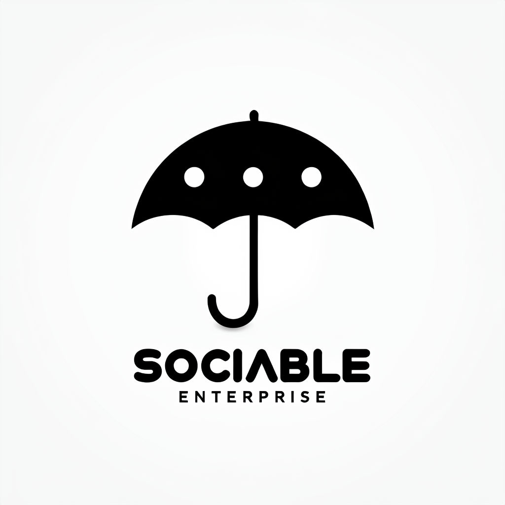 Minimalist Black Umbrella Sociable Enterprise Logo