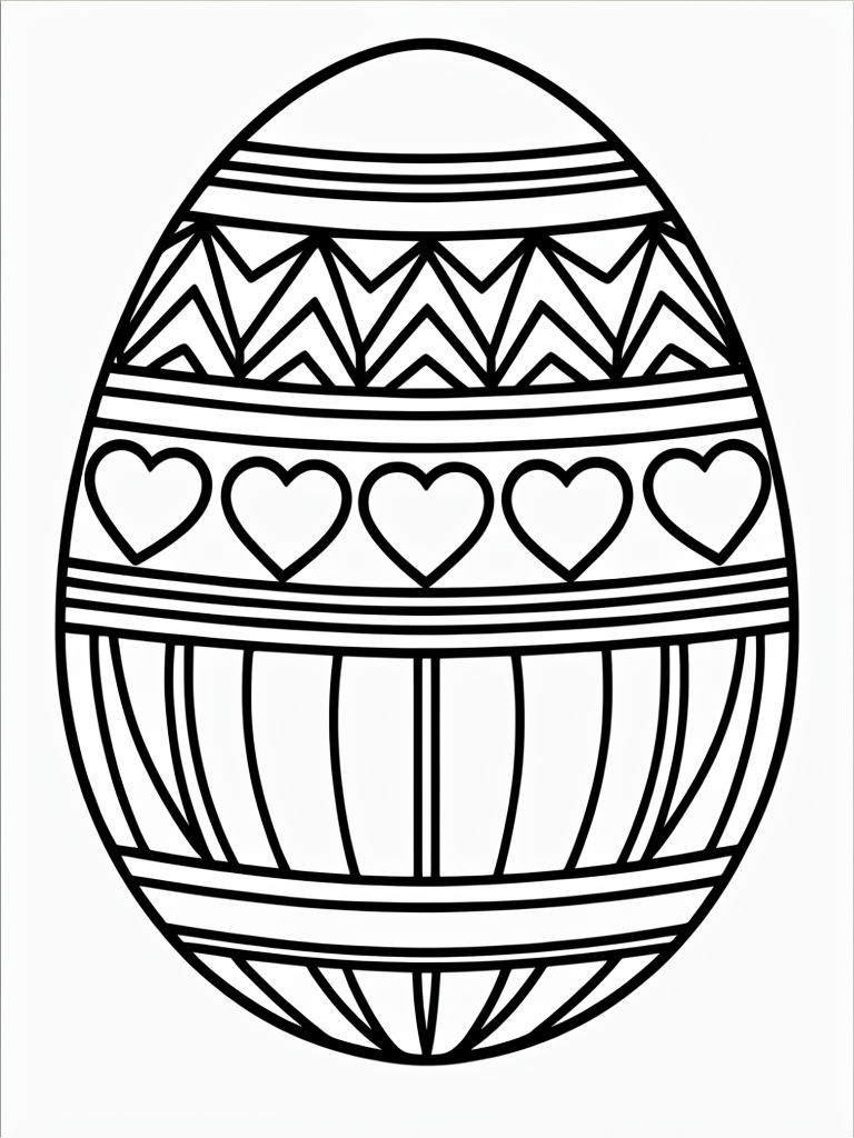 Decorative Easter Egg Line Art Design for Coloring Book Pages