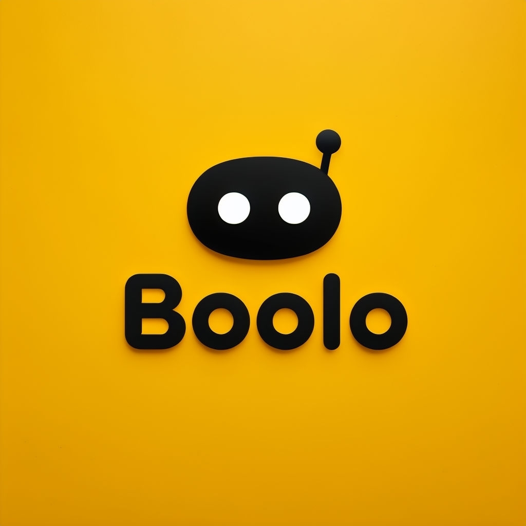 Playful Minimalist Boolo Logo Design on Golden Yellow Background Logo