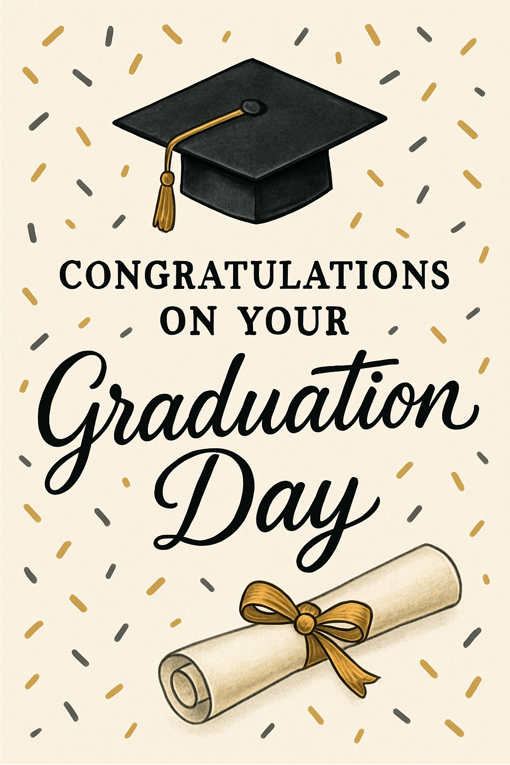 Elegant Graduation Congratulations Card with Cap and Diploma Design
