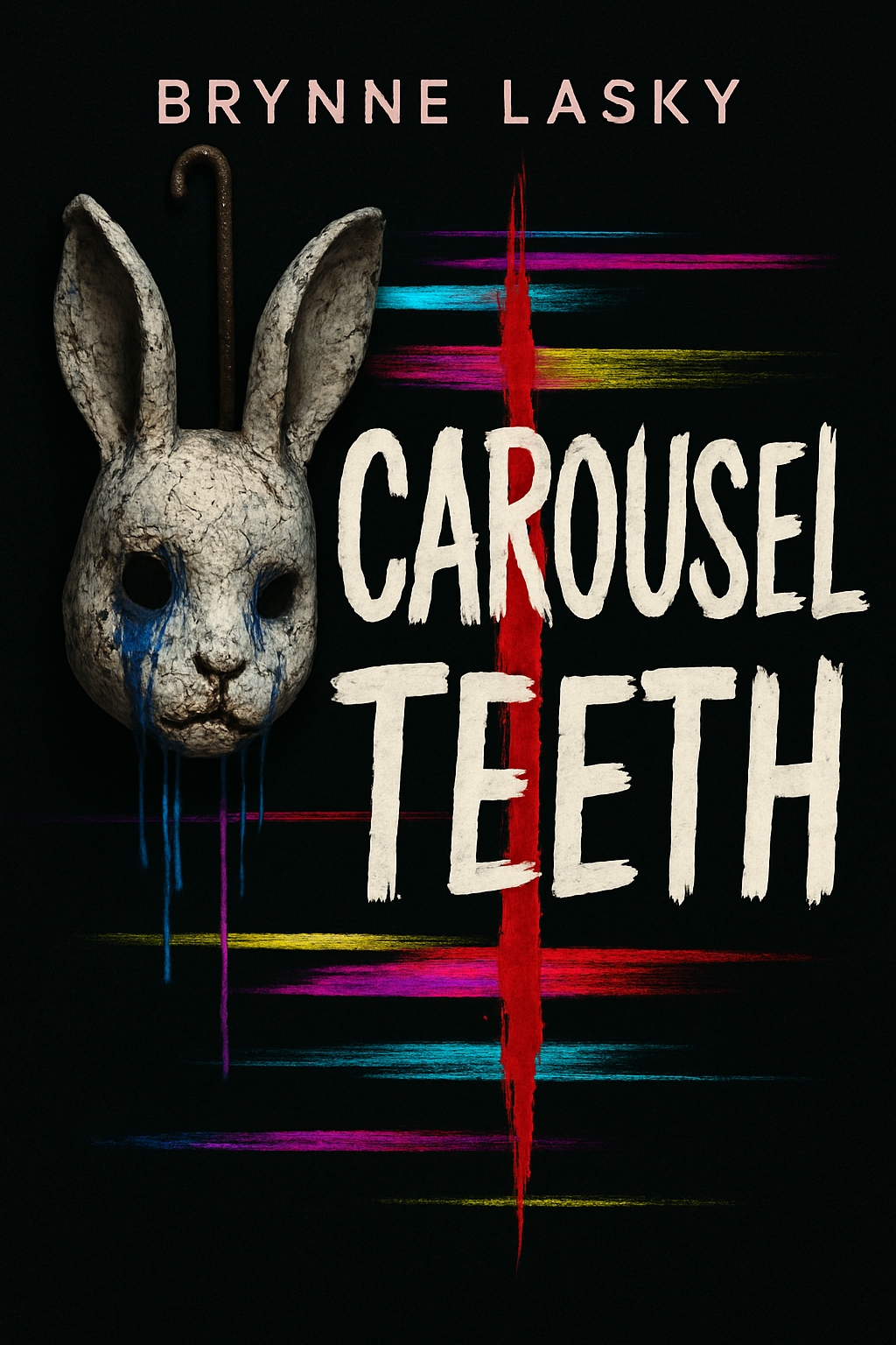 Haunting Carousel Teeth Book Cover Art with Dark Grunge Design EBook Cover