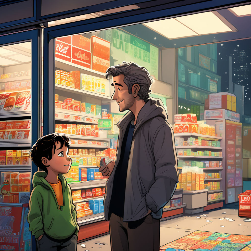 Cartoon convenience store with store owner judging a homeles... by Josh ...