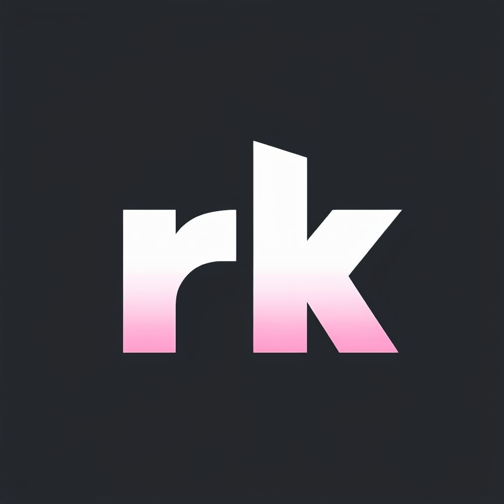 Minimalist rk Logo with Gradient on Dark Gray Background Monogram