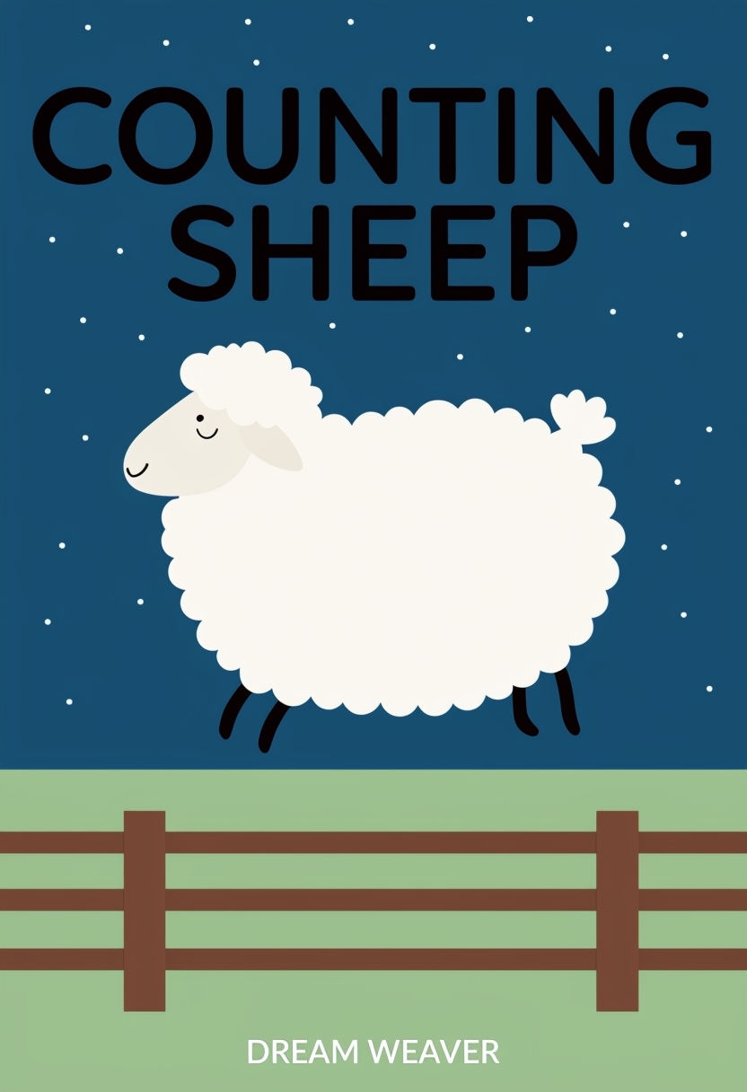 Charming Children's Book Cover Featuring Counting Sheep Illustration EBook Cover