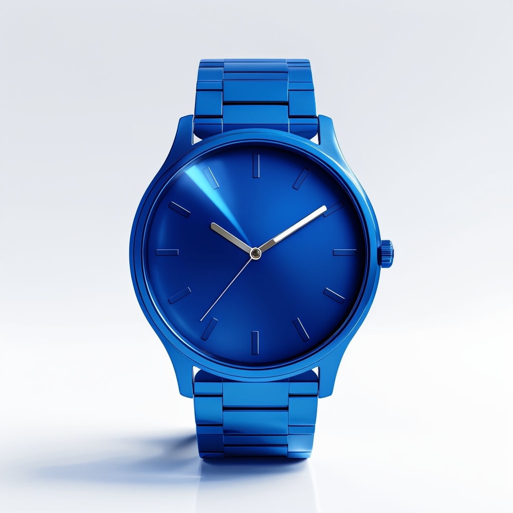 Sleek Cobalt Blue Wristwatch Mockup for Modern Design