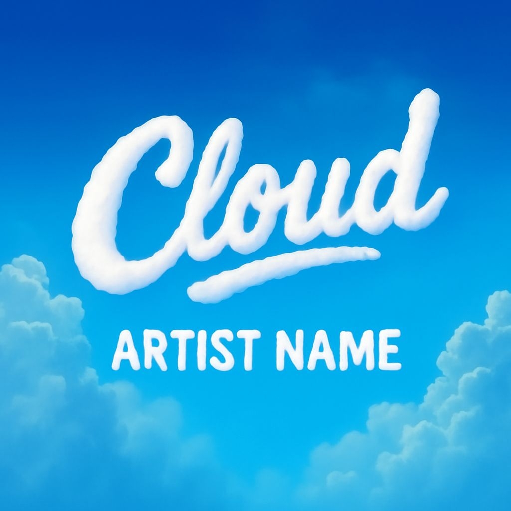 Fluffy Cloud Typography Illustration for Dreamy Vibes Spotify Album Cover