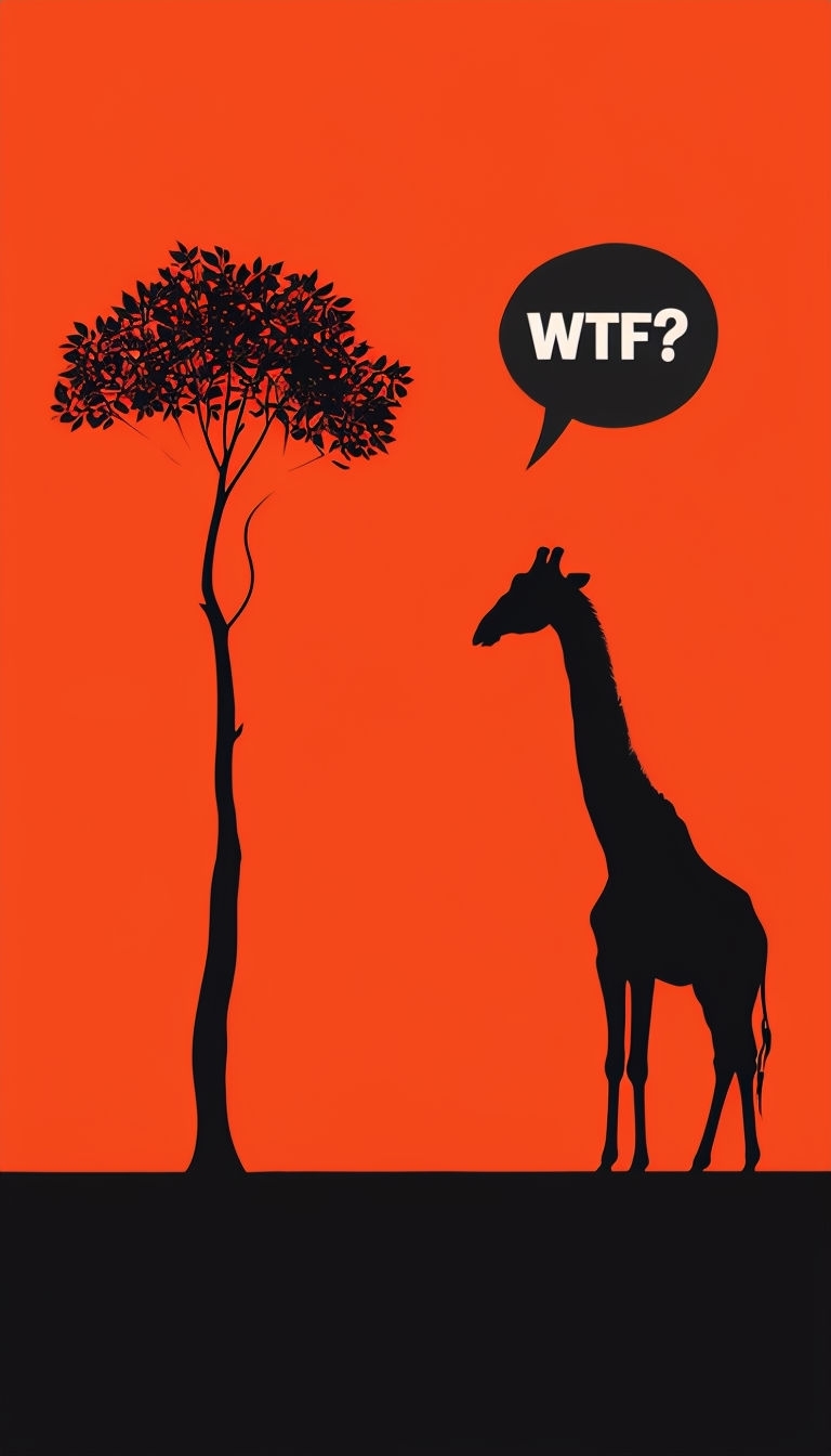 Minimalist Giraffe and Tree Design with Humor Poster