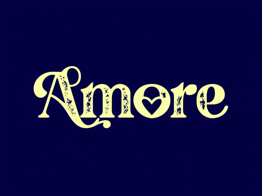Elegant Amore Typography with Heart Shapes Design Logo