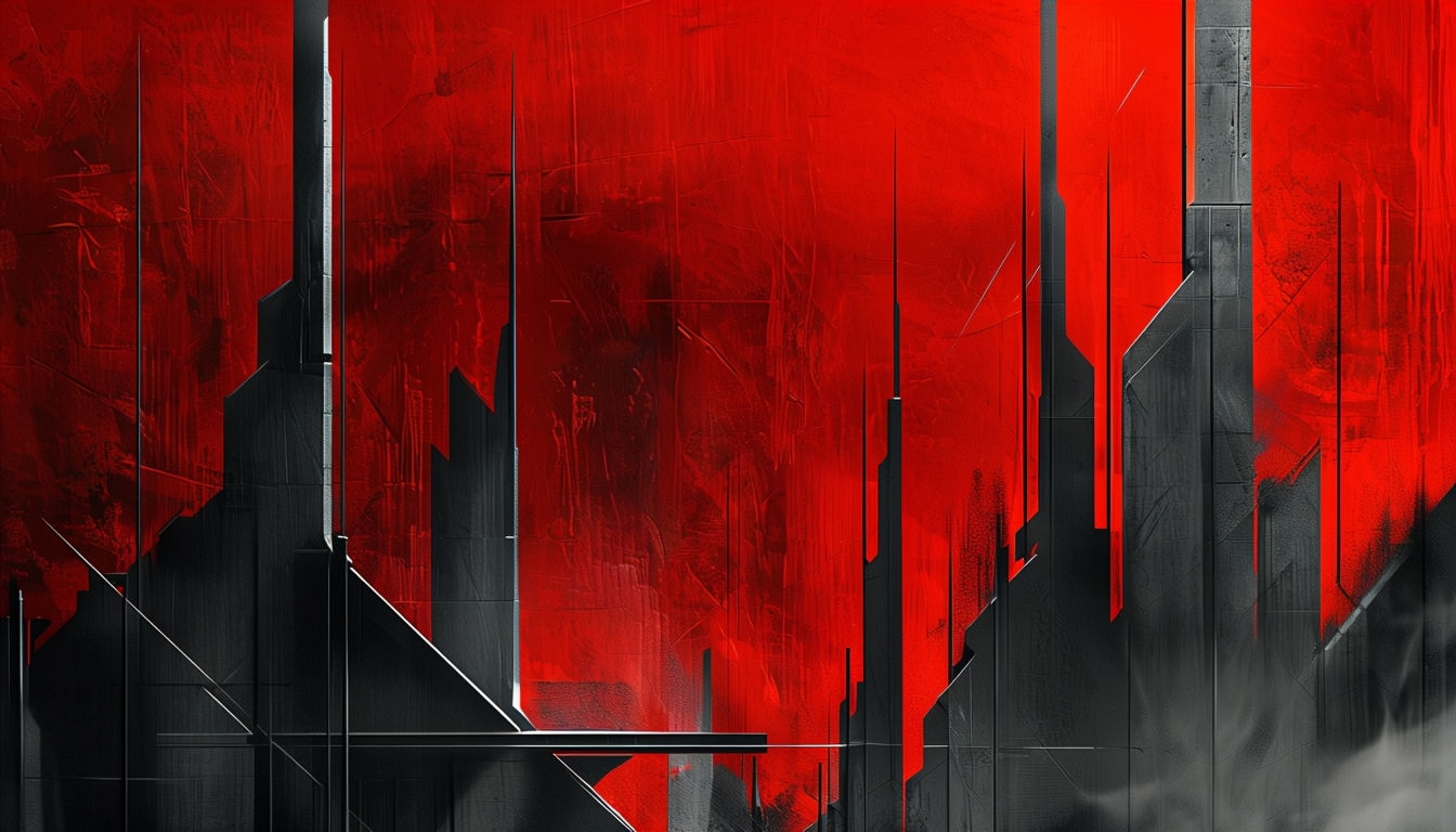 Vibrant Abstract Architectural Horror Wallpaper Design for Virtual Backgrounds