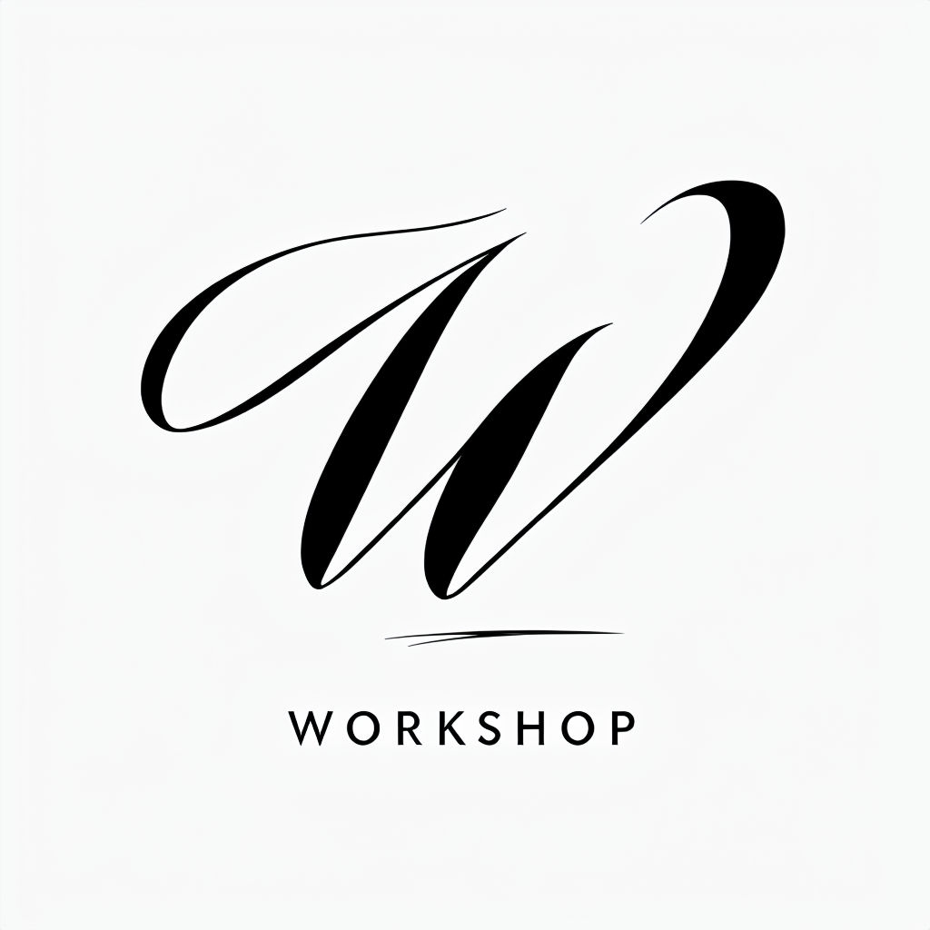 Elegant Calligraphic W Workshop Logo Design on White Background