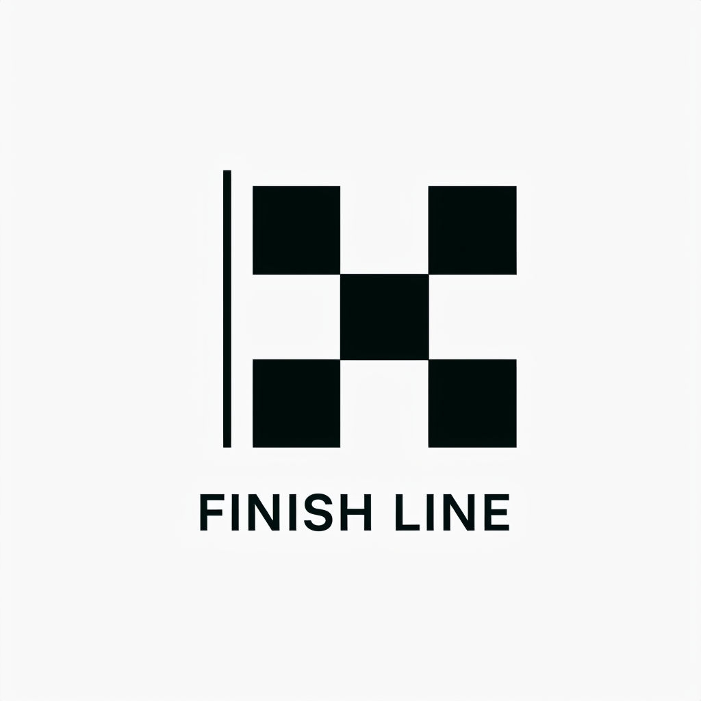 Minimalist Modern FINISH LINE Logo with Checkered Flag Design