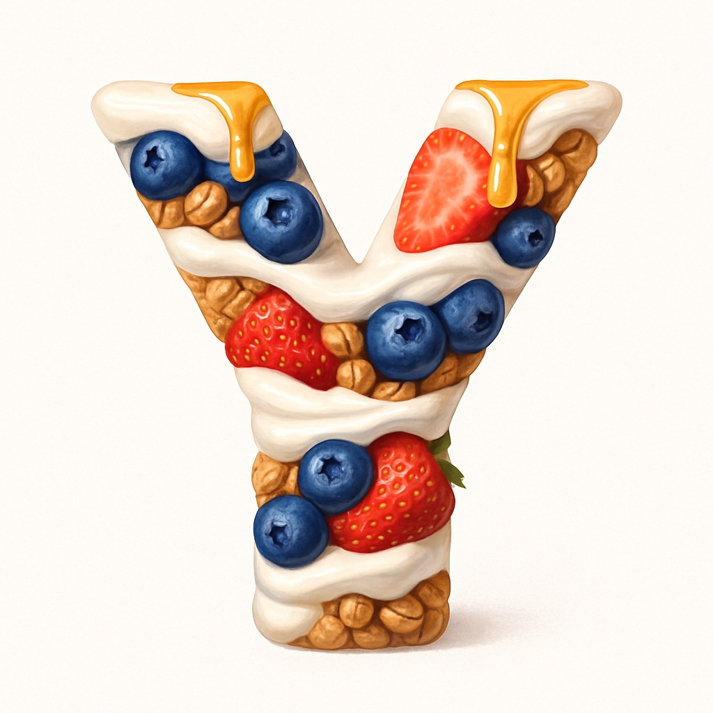 Delicious Breakfast Parfait Letter Y Illustration Monogram