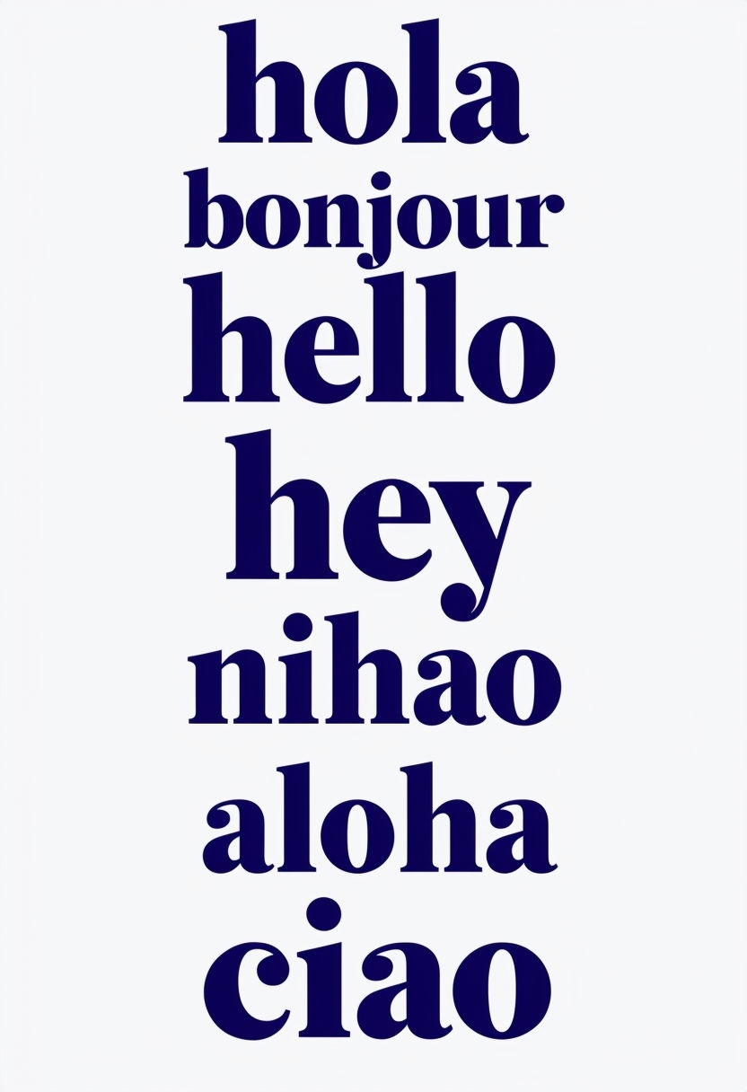 Multilingual Greetings Minimalist Typography Art Poster