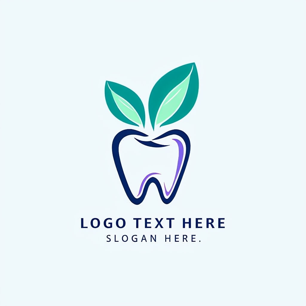 Modern Minimalist Tooth and Leaf Logo Design for Dental Health