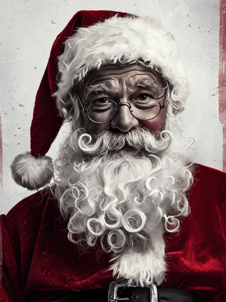 Close-Up Santa Claus Portrait with Vibrant Red Suit Art