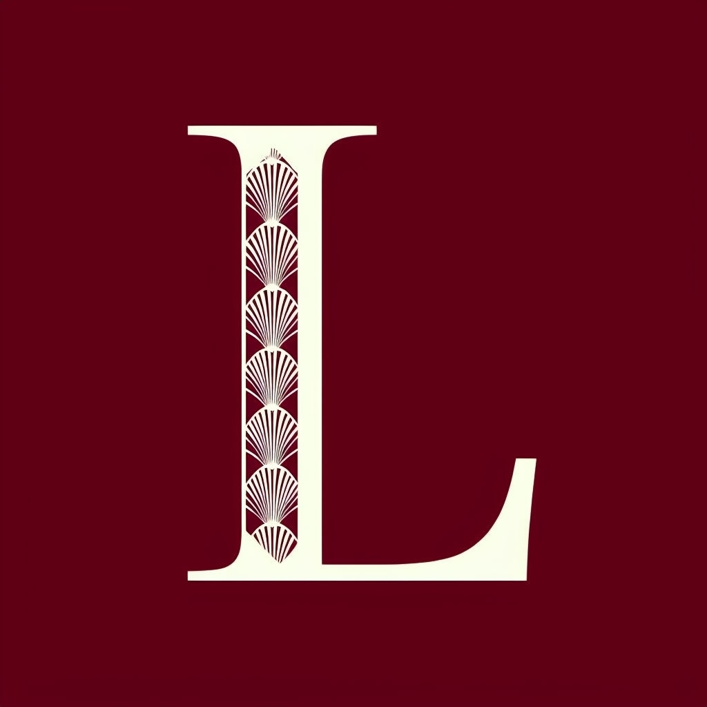 Elegant Ivory Letter L Art Deco Monogram Design