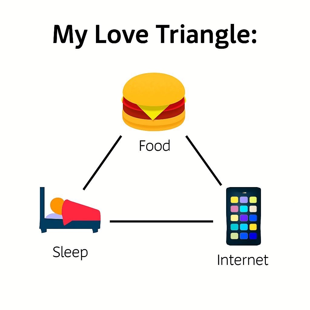 My Love Triangle: Food, Sleep and Internet Minimalist Design Meme