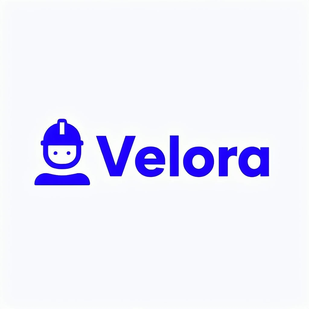 Minimalist Blue Engineer Logo Design for Velora Brand Logo