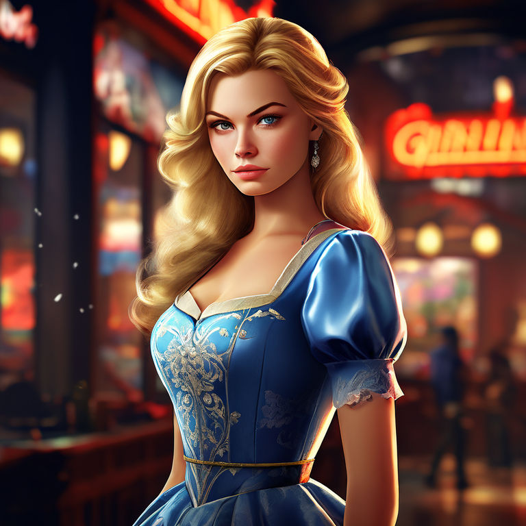 beautiful princess, long blonde hair, blue eyes, Cinderella style., gta iv art style, gta art, gta loading screen art, gta chinatown art style, gta 5 loading screen poster, grand theft auto 5, grand theft auto video game