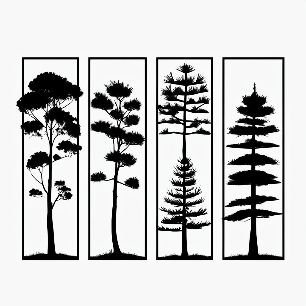 Minimalist Black Tree Silhouettes Digital Illustration T-shirt