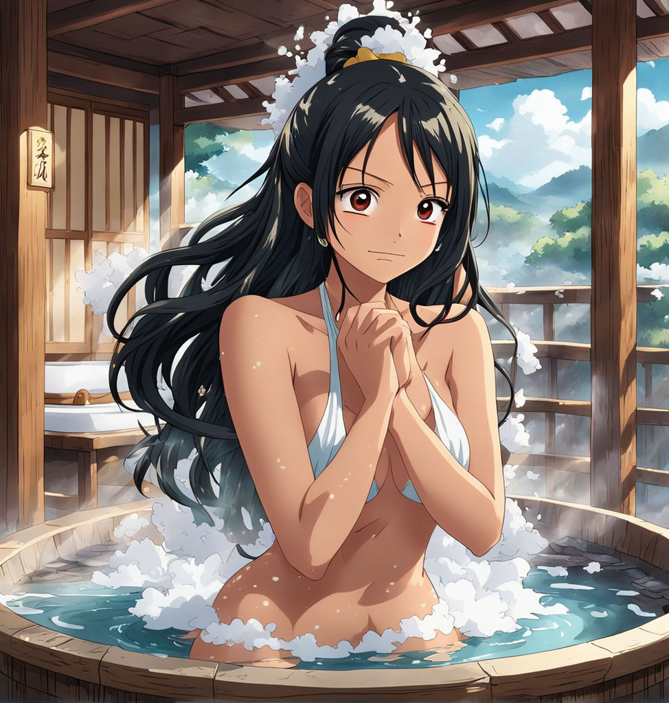 Anime Girl Stripping in a bath high quality