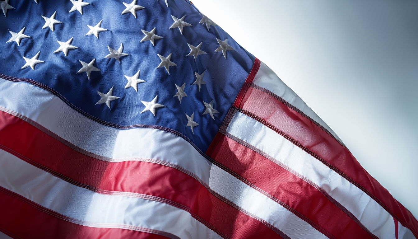 Vibrant American Flag Close-Up with Detailed Fabric Texture Poster