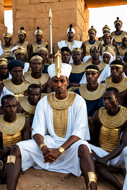 Southern Egyptian Nubian king sitting down with Nubian army ... by ...