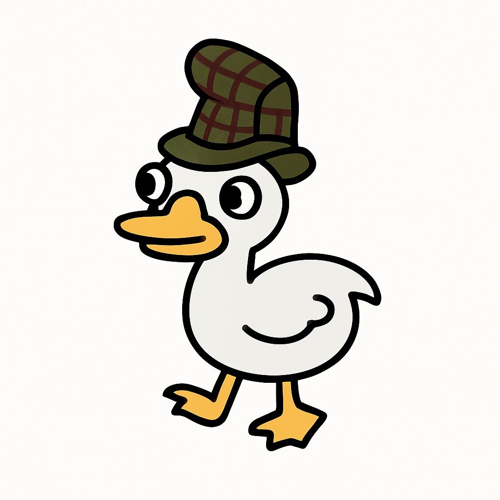 Cheerful Cartoon Duck with Plaid Hat Illustration Sticker