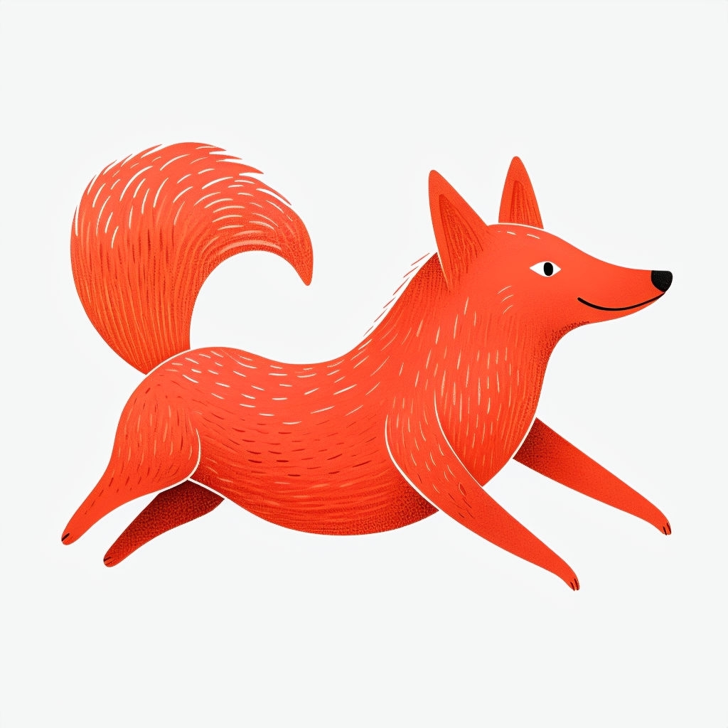 Whimsical Orange-Red Dog Illustration in Minimalist Style Sticker
