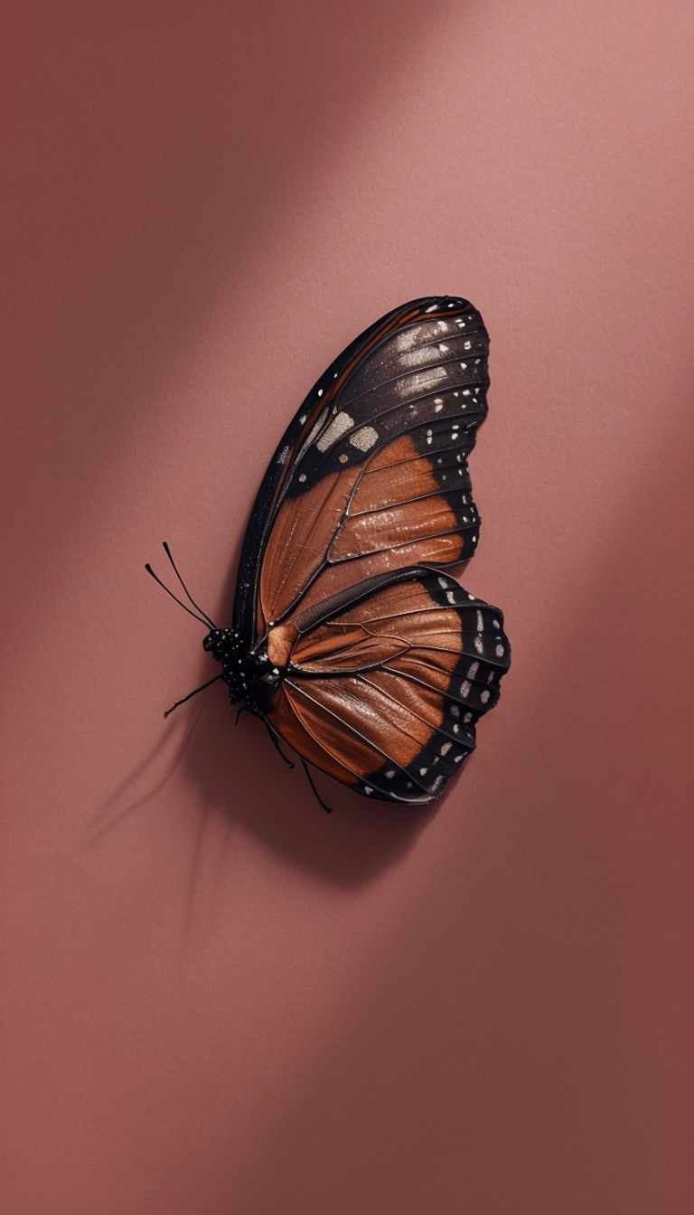 Elegant Monarch Butterfly Wing Art with Serene Background Mobile Wallpaper