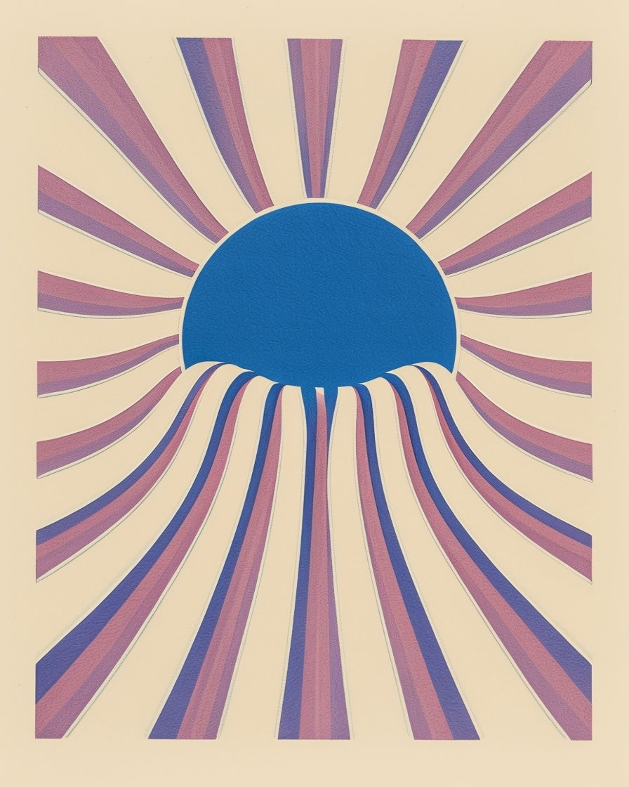 Vibrant Blue Moon with Wavy Stripes Graphic T-Shirt