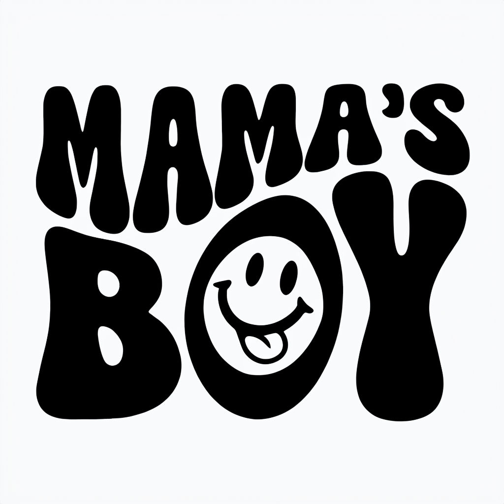 Playful Retro Mama's Boy Graphic with Smiley Face T-Shirt