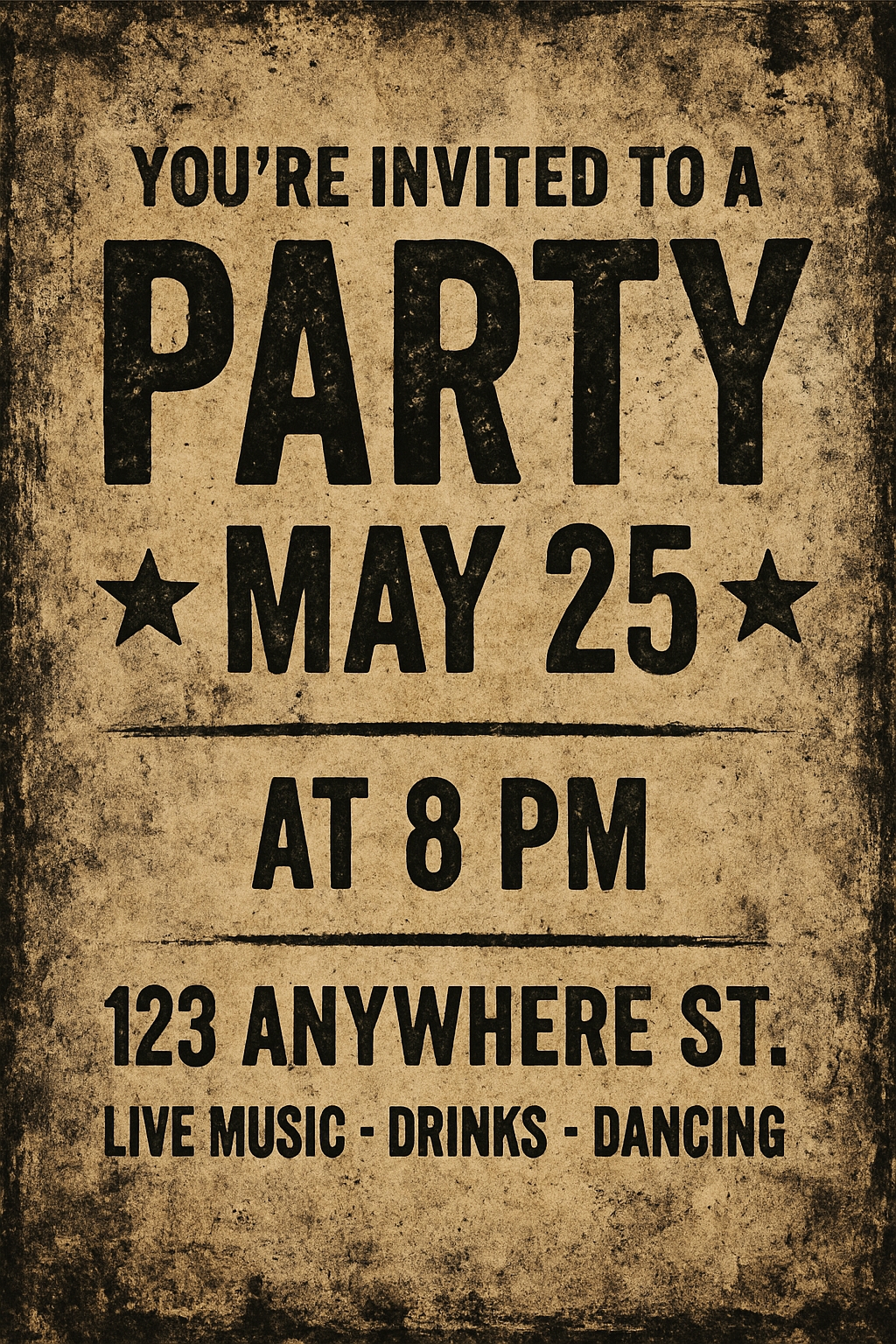 Vintage Rustic Party Invitation Poster Design for Events Cards & Invites