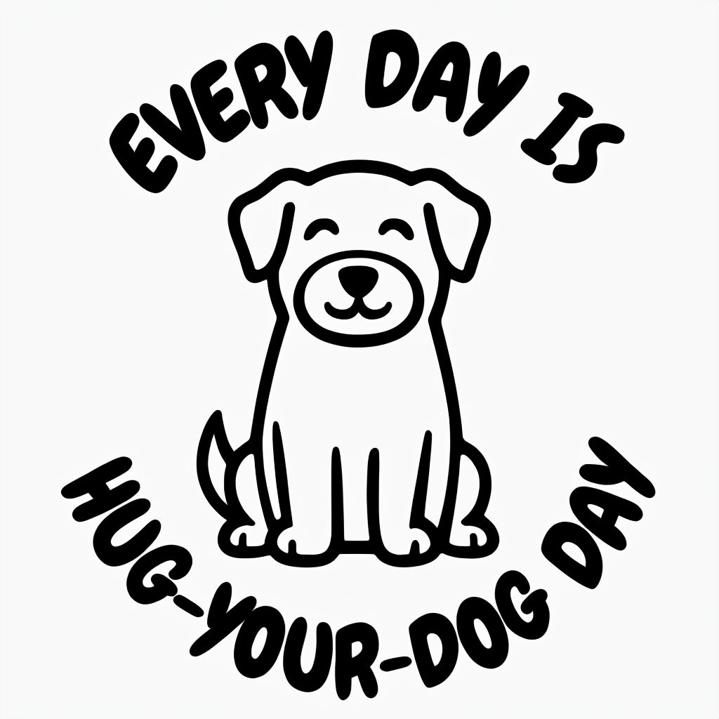 Happy Cartoon Dog Hug Your Dog Day Sticker