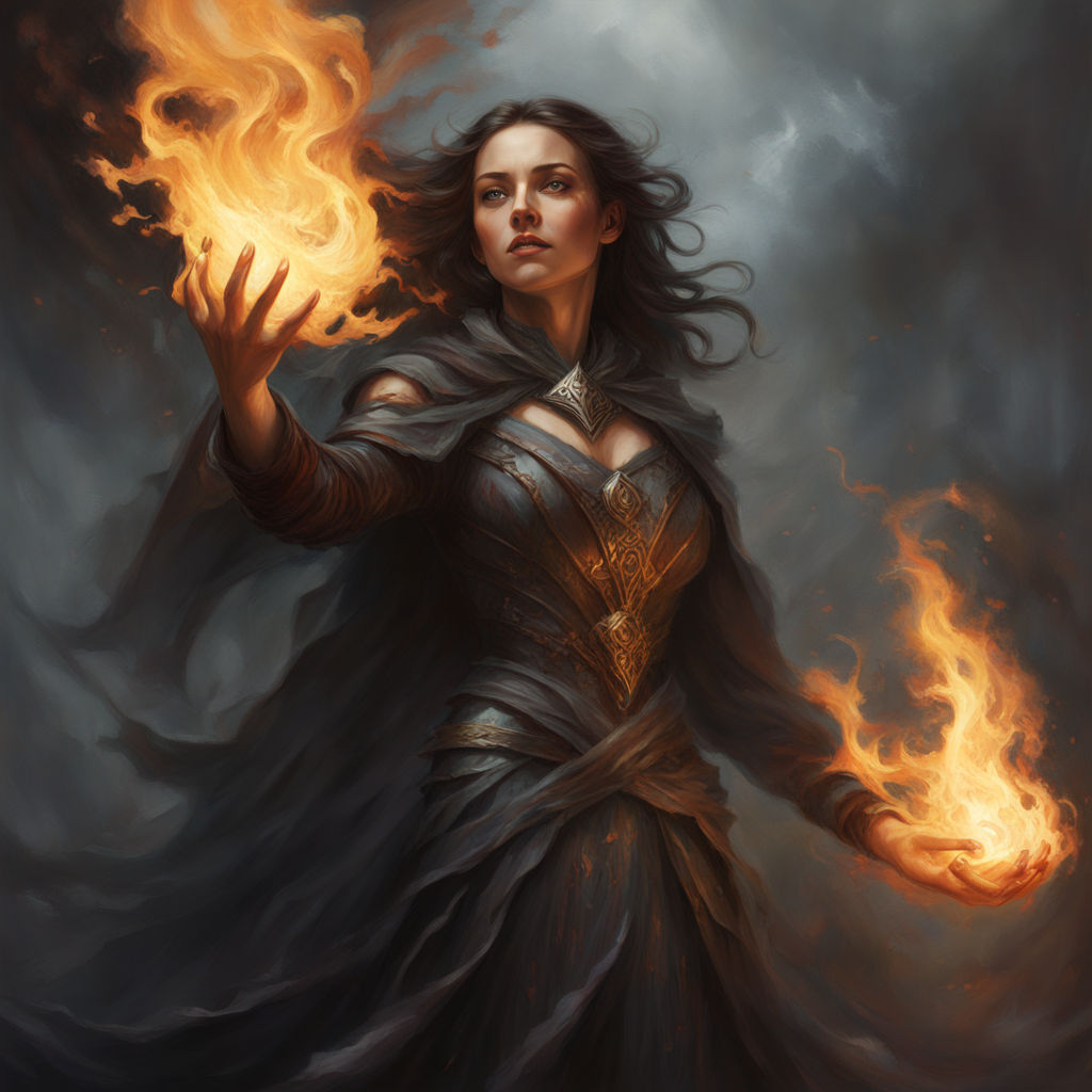 Magic: The Gathering-inspired woman character casting a fire... by Hop ...