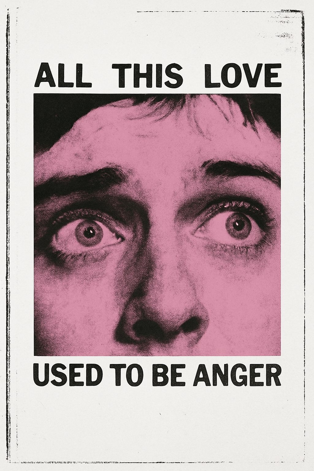 Striking Monochromatic Face Graphic with Emotional Text Poster