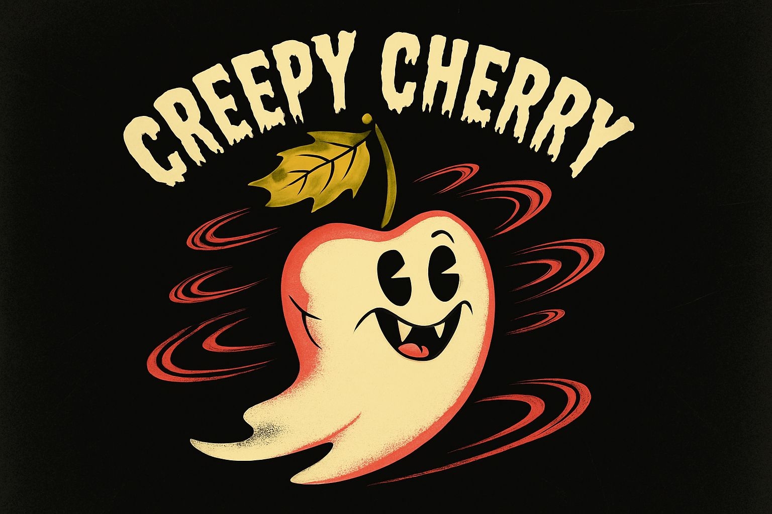 Whimsical Creepy Cherry Apple Cartoon T-Shirt