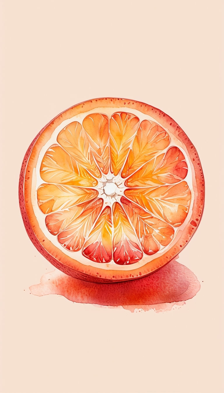 Vibrant Watercolor Half-Sliced Grapefruit Illustration Phone Case Cover