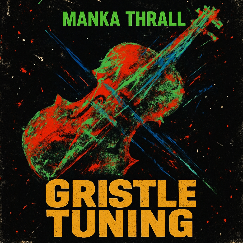 Vibrant Neon Violin Abstract Art with Edgy Typography Spotify Album Cover