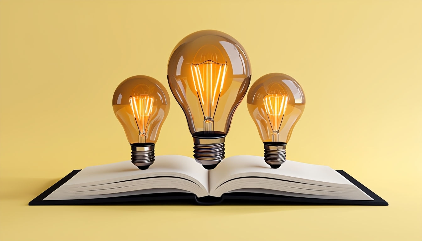 Innovative Light Bulbs Emanating from Book Conceptual Art Virtual Backgrounds