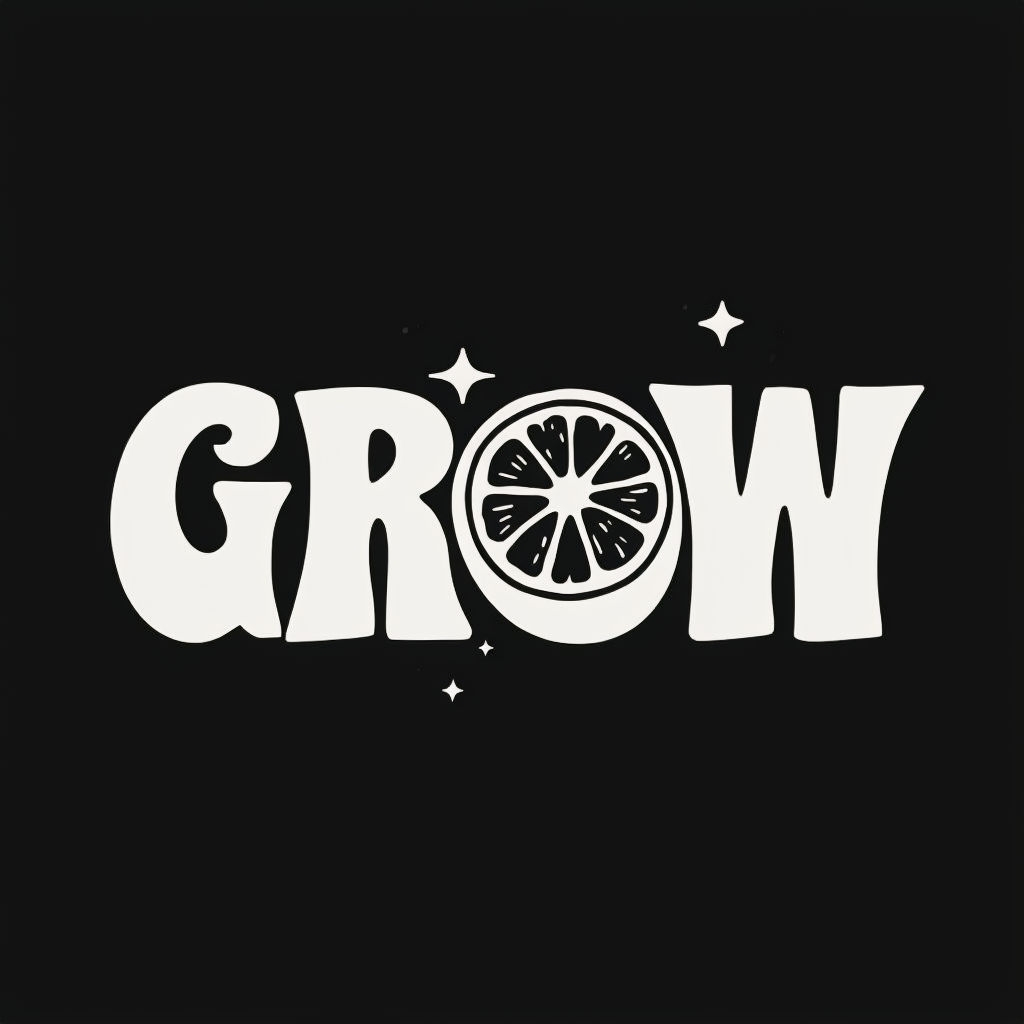 Retro GROW Typography with Orange Slice Design T-Shirt