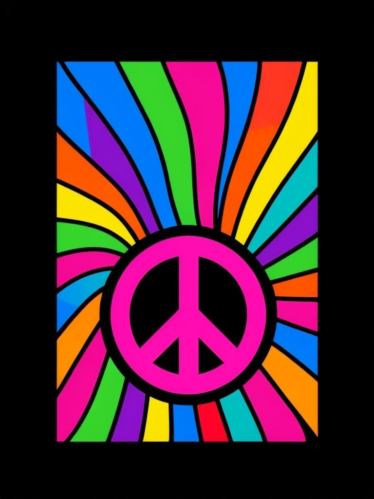 Vibrant Neon Pink Peace Symbol Pop Art T-Shirt
