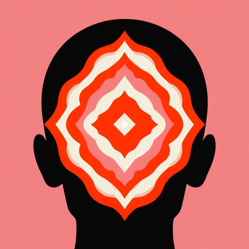 Minimalist Black Silhouette Head with Hypnotic Patterns T-shirt