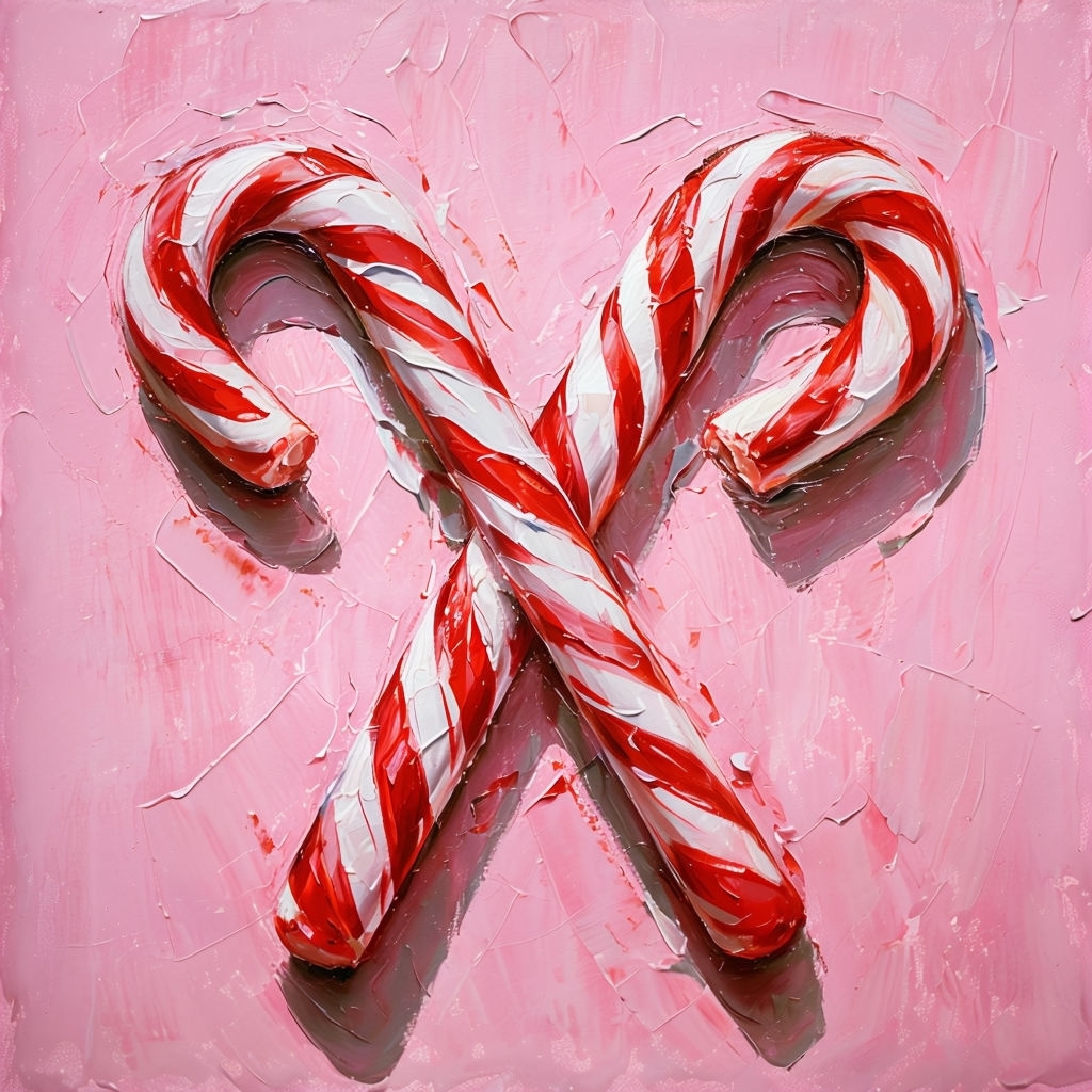 Vibrant Candy Cane Intersection Impressionist Art Poster