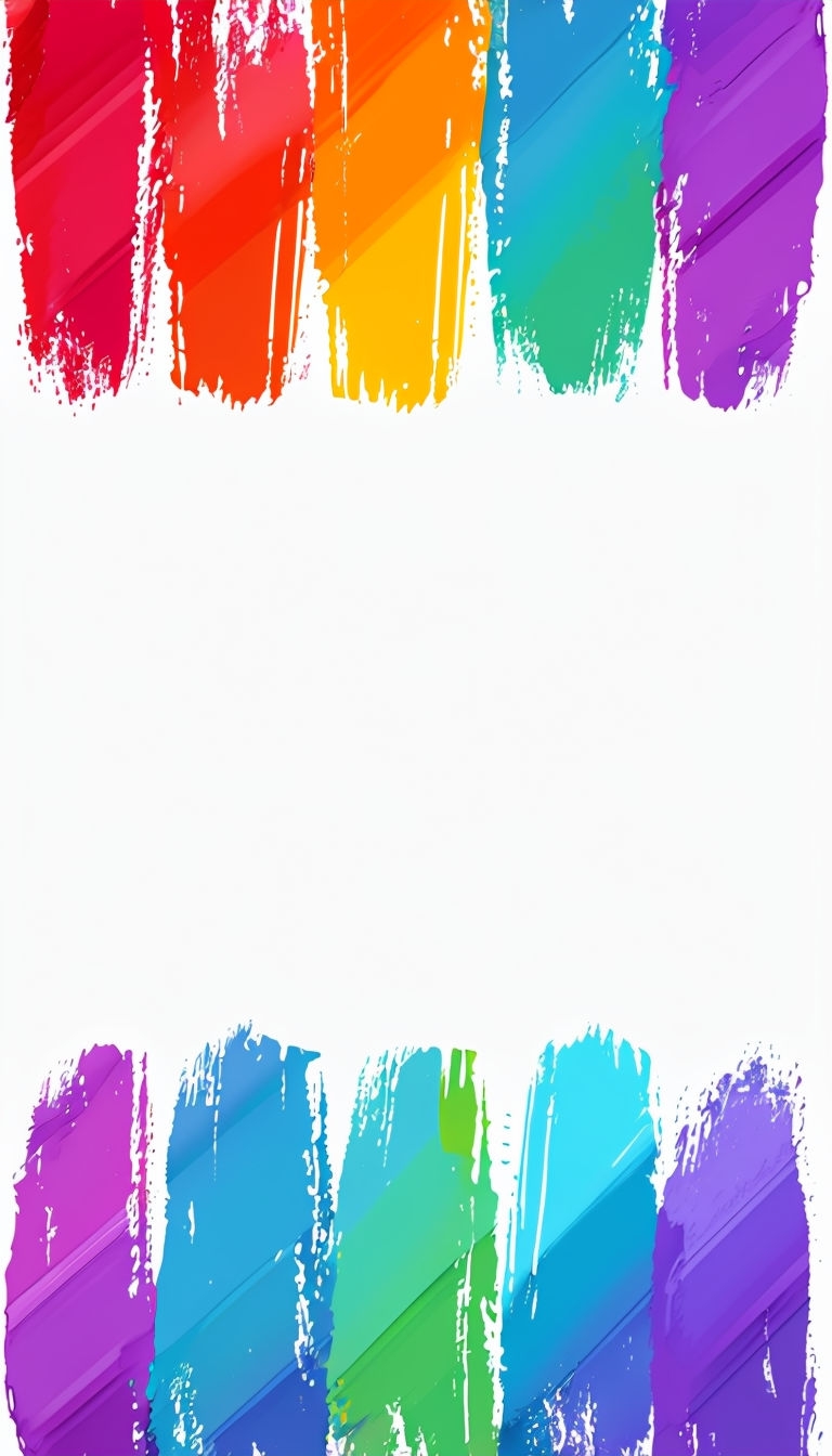Vibrant Rainbow Brushstroke Border Digital Artwork Social Media Post